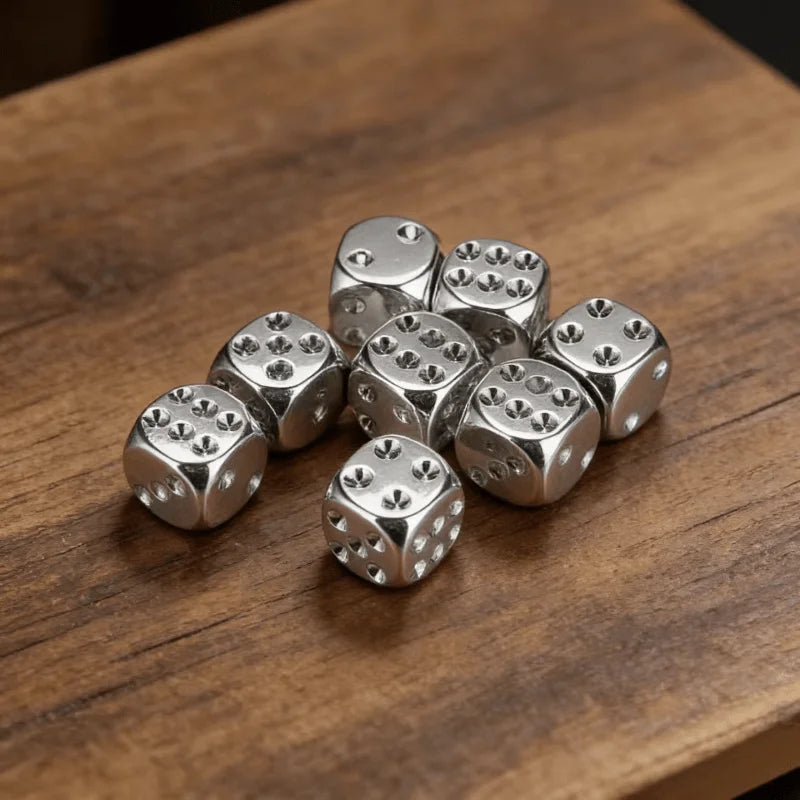 Metallic Dice Set 6 Sided Standard Game Dice for Tabletop Board Game Bar Party DND RPG Gaming Accessories Qme