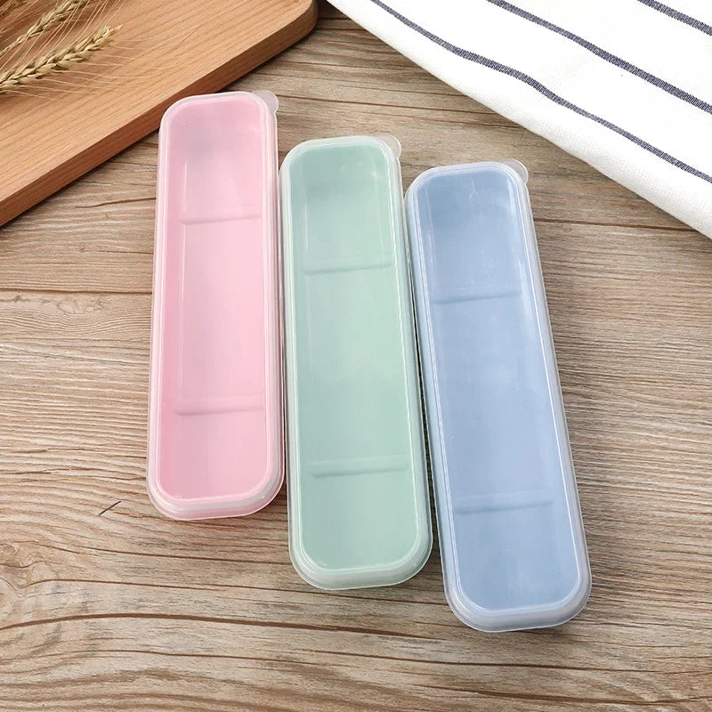 Tableware Box Portable Cutlery Case Spoon Fork Storage Box Students Household Dinnerware Bag Multicolor Transparent Cover Qme