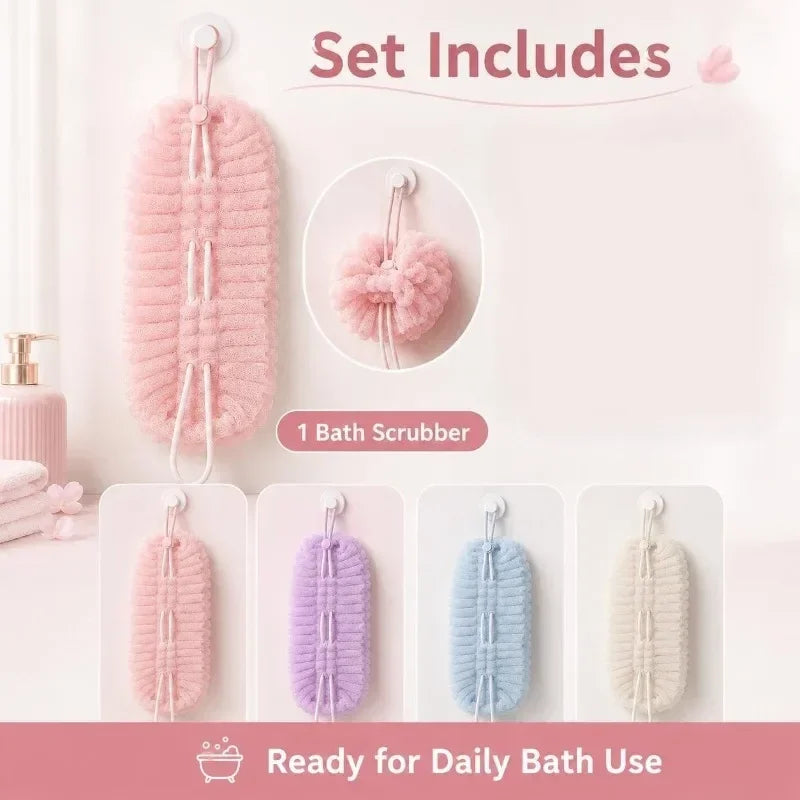 1 Bath Scrub Towel Back Cleaning Brush Shower Sponge Suction Cup Soft Qme