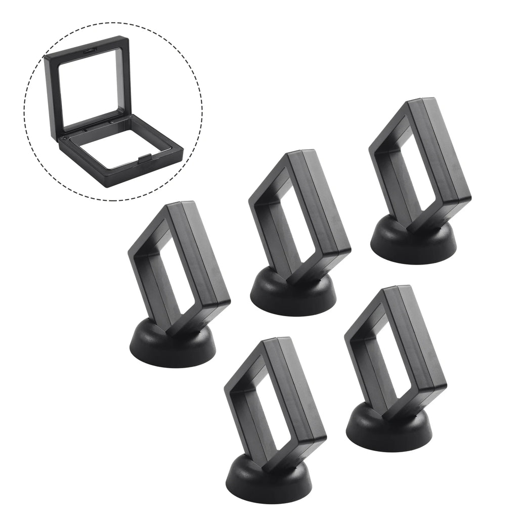 5/10pcs 3D Floating Frame Jewelry Ring Coin Display Stand Holder Storage Box Household Supplies Black/white 70mmx70mmx20mm Qme