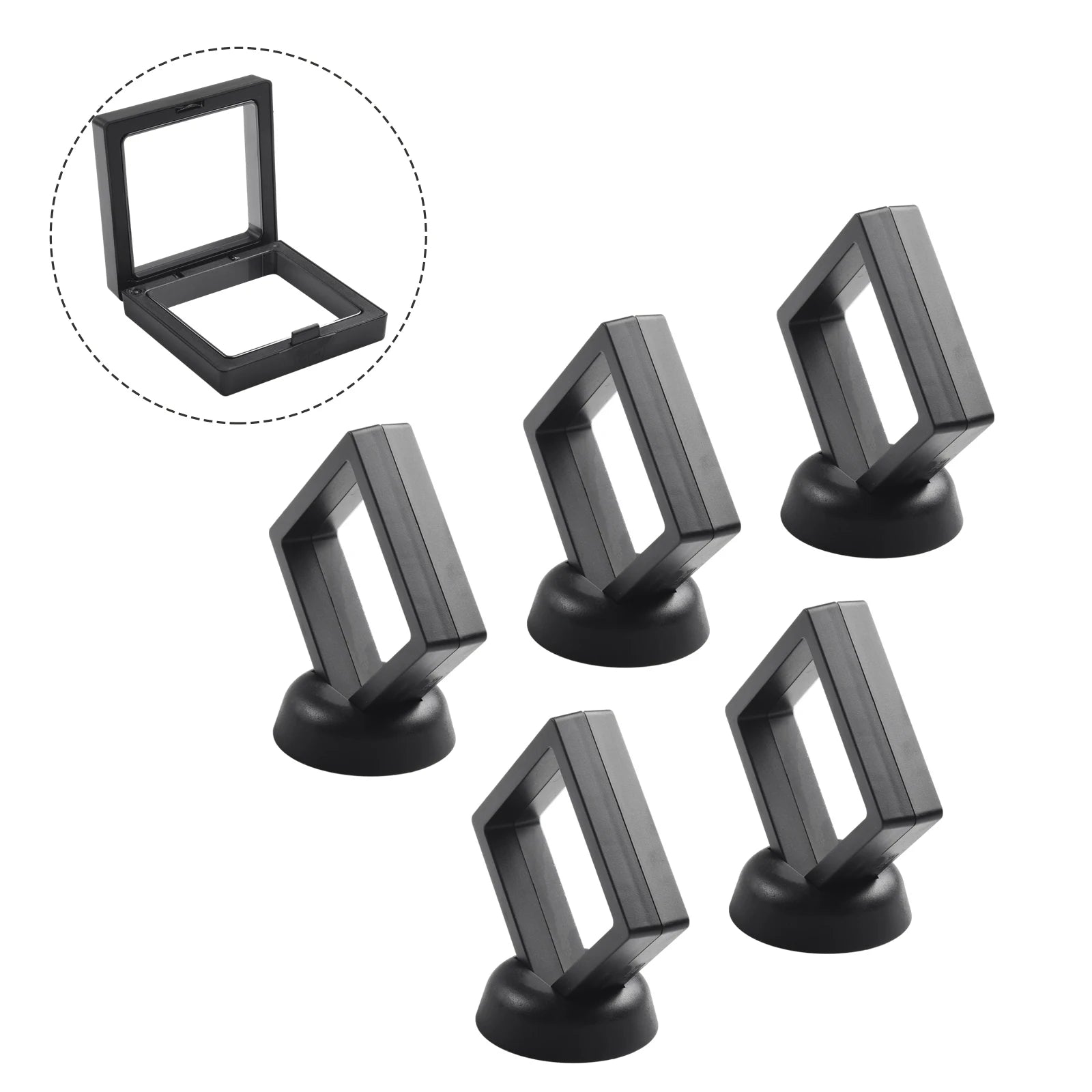 5/10pcs 3D Floating Frame Jewelry Ring Coin Display Stand Holder Storage Box Household Supplies Black/white 70mmx70mmx20mm Qme