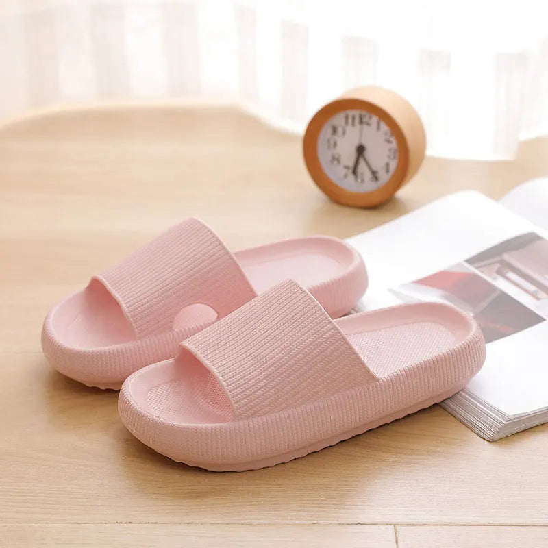 Women Thick Platform Cloud Slippers Summer Beach Eva Soft Sole Slide Sandals Leisure Men Ladies Indoor Bathroom Anti-slip Shoes Qme A-Pink 42-43