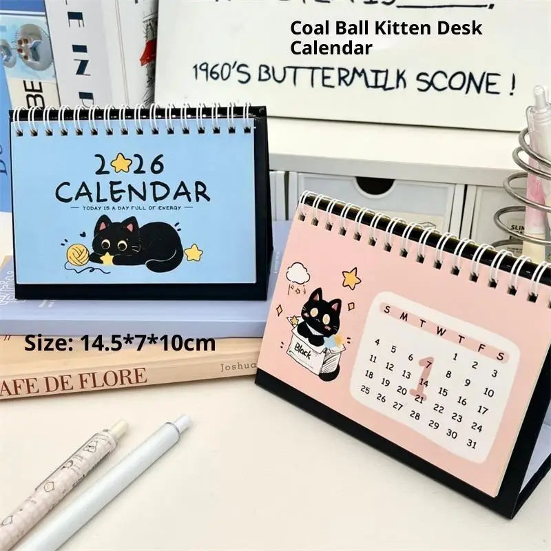 2026 Year Horse Mini Calendars Creative Desk Portable Travel Cute Cat Qme