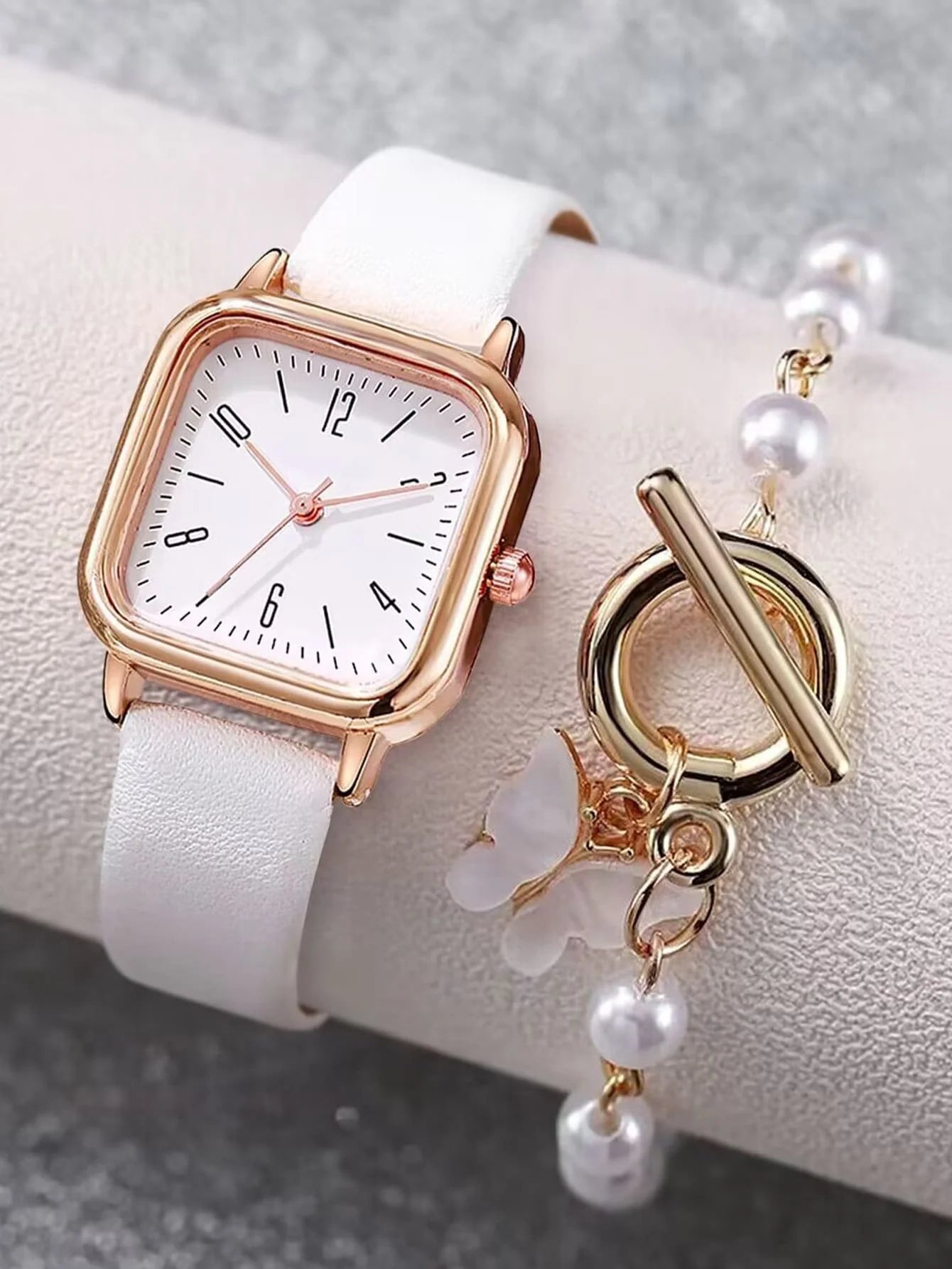 New Women Watch Luxury Bracelet Set Fashion Business Leather Quartz Wrist Watches for Women Gift Set Relogio Mujeres Qme