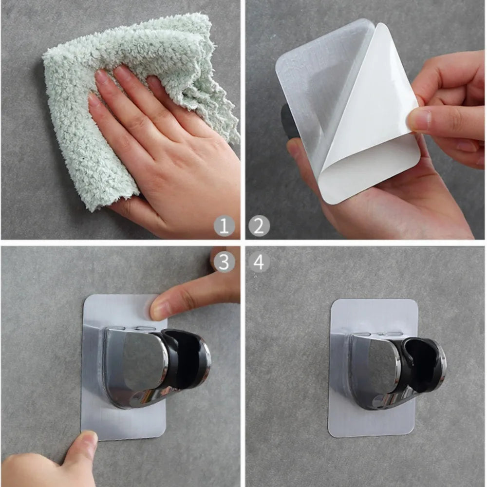 1PCS Universal Shower Head Bracket Self-adhesive Wall Mounted Adjustable Bathroom Shower Head Fixed Bracket Bathroom Accessories Qme