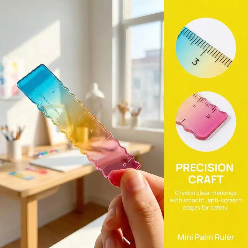 5 10 Colorful Iridescent Cartoon Palm Ruler Mini Straight Student Qme