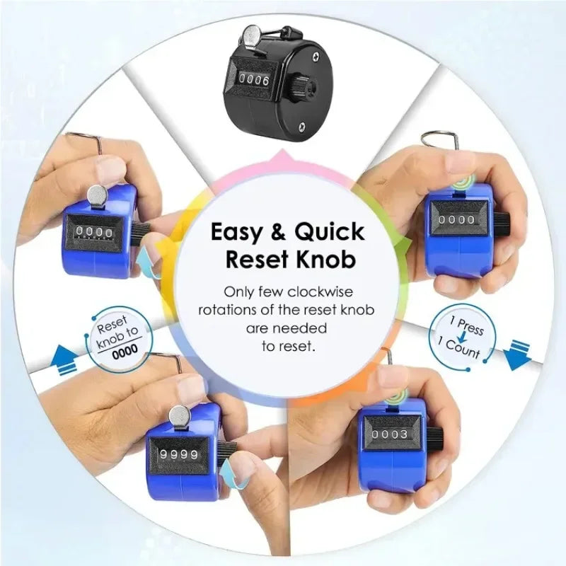 Handheld 4 Digital Tally Counter Mechanical Manual Palm Clicker Number Count Assorted Tally Counter Number Count Qme