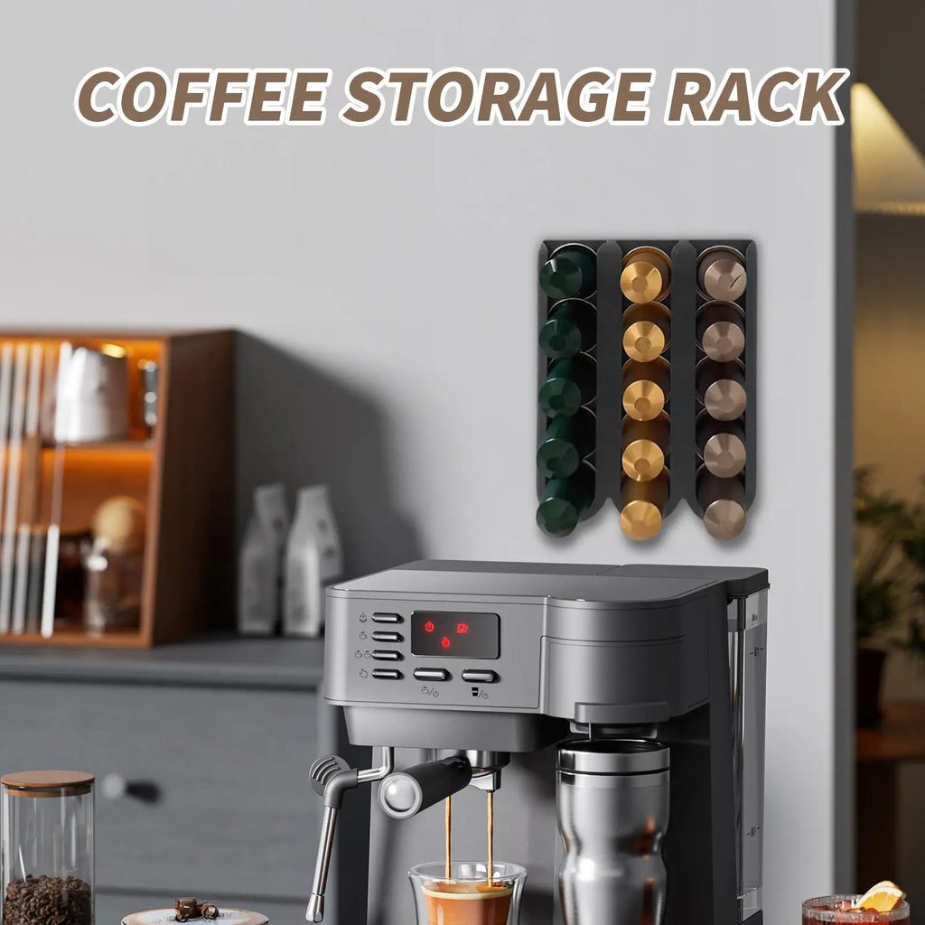 Coffee Pod Storage Wall Mounted Rack Space-saving Silicone Kitchen Qme