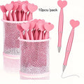 Valentine's Day Party Pen Black Gel Ink Red Heart Ball Pen Suitable for Children and Adults Office School Christmas Qme 10pcs