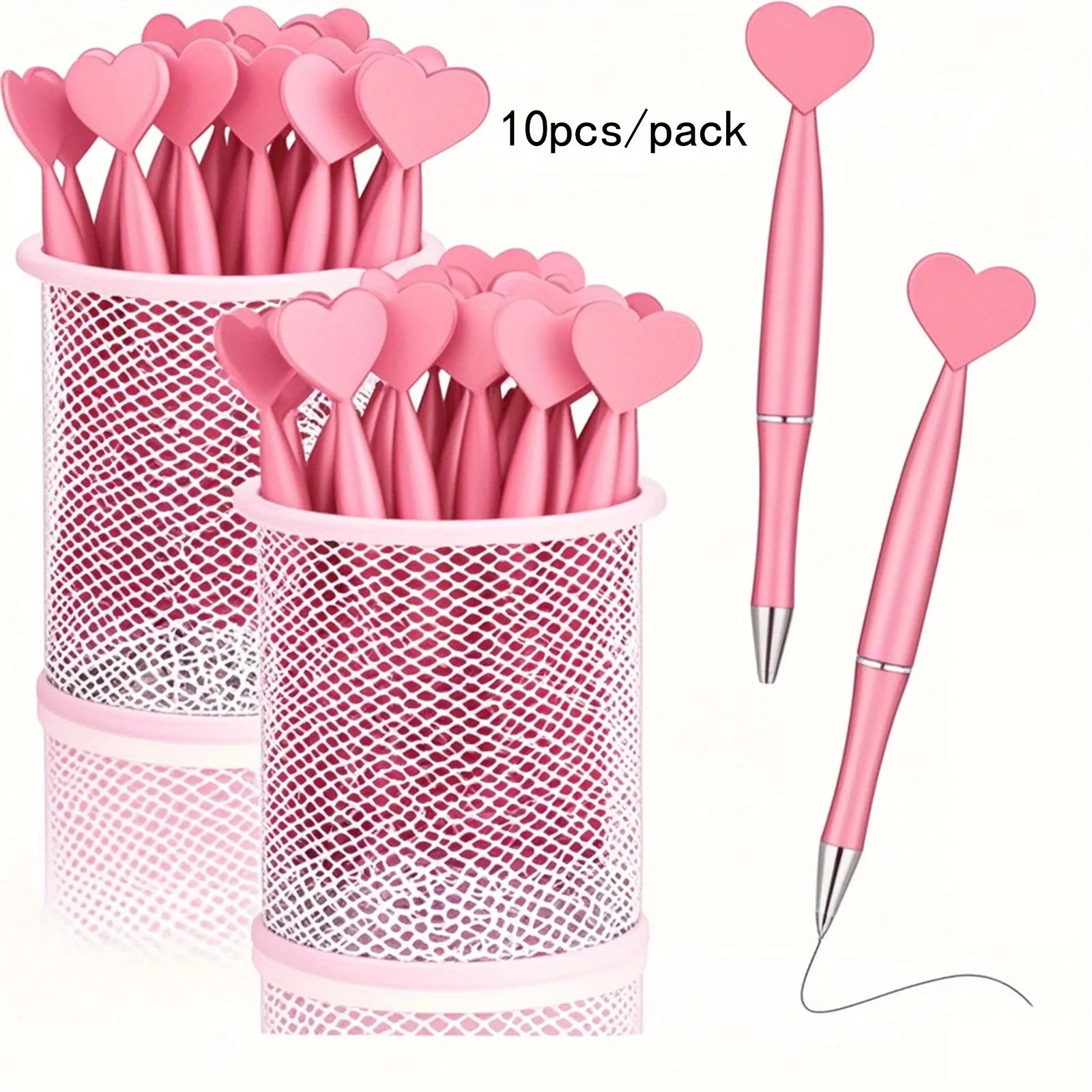 Valentine's Day Party Pen Black Gel Ink Red Heart Ball Pen Suitable for Children and Adults Office School Christmas Qme 10pcs