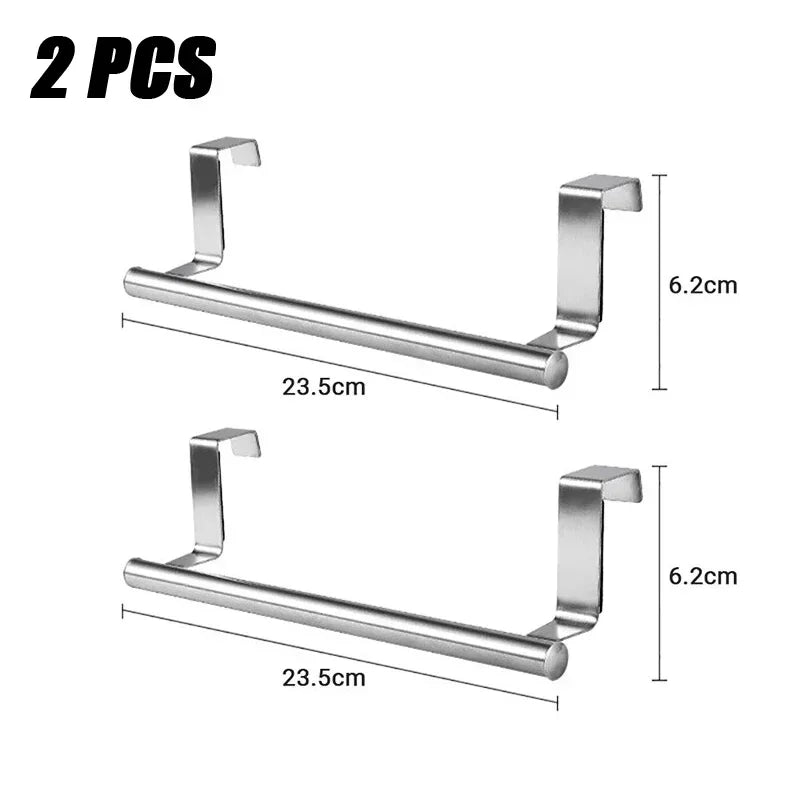 Stainless Steel Towel Rod,drillless Cabinet Door Rack Hanging Towels,Bathroom Accessories Door,Kitchen/bathroom Storage Qme 23.5CM-2PCS