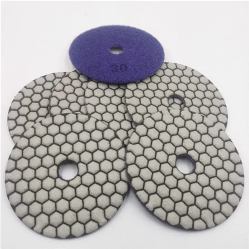 A02F-18Pcs Dia 4Inch/100Mm Grit 30 Diamond Dry Polishing Pads Resin Bond Flexible Dry Sanding Disc For Granite Marble Qme