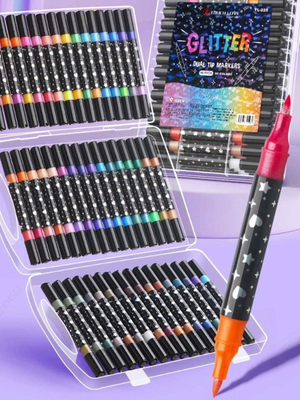 Glitter Double Tips Markers Pens, Shimmer Markers Glitter Writing Drawing Pens for Christmas Card Birthday Greeting DIY Art Qme