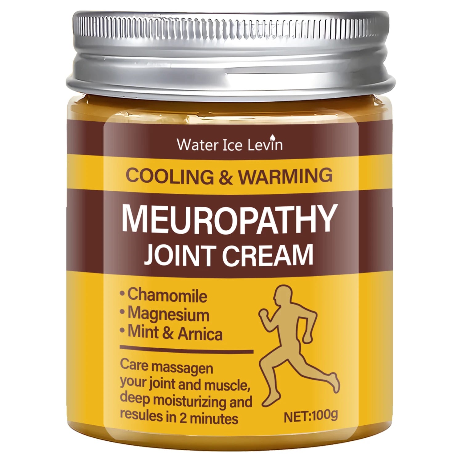 Meuropathy Joint Cream with Magnesium & Arnica - Dual Cooling & Warming Relief for Muscle & Joint Pain - Fast-Acting Qme Orange 100g