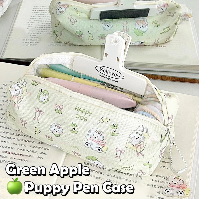 Cute Cartoon Puppy Pencil Pouch Large Capacity Stationery Storage Bag Qme