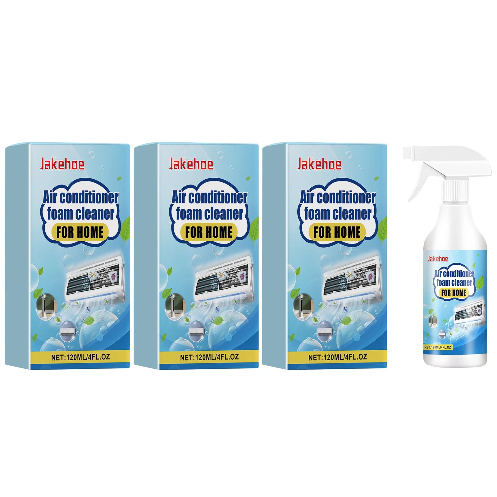 Air Conditioner Foam Cleaner Remove Stains Eliminate Odor Restore Operating Efficiency Improving Lifespan No-Rinse Foaming Spray Qme 3 x 120ML Boxed