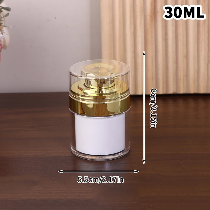 Refillable Vacuum Bottle Travel Cream Lotion Cosmetic Container Pump Qme 30ml Gold