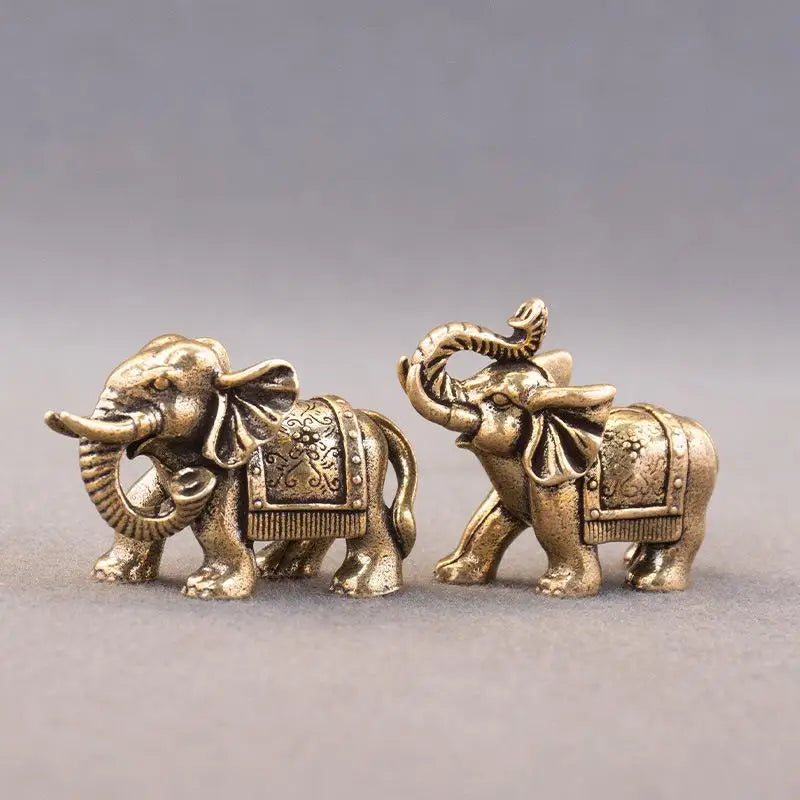 Bronze Animal Statue Copper Lucky Elephant Small Ornaments Brass Qme