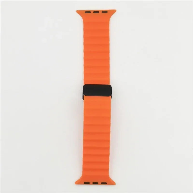 Strap For Apple watch band 49mm 45 44 40 41 38 42mm silicone magnetic buckle bracelet iWatch Ultra series 7 6 3 se 8 9 Ultra 2 Qme Orange 38mm 40mm 41mm