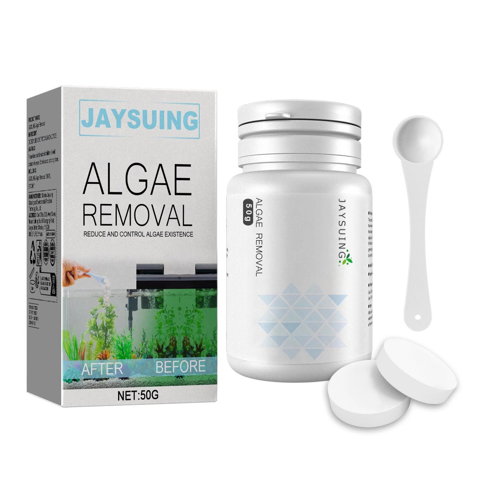 Algae and moss remover; green water and cyanobacteria remover; aquarium and aquarium algae remover; aquatic plant remover Qme Tablet style