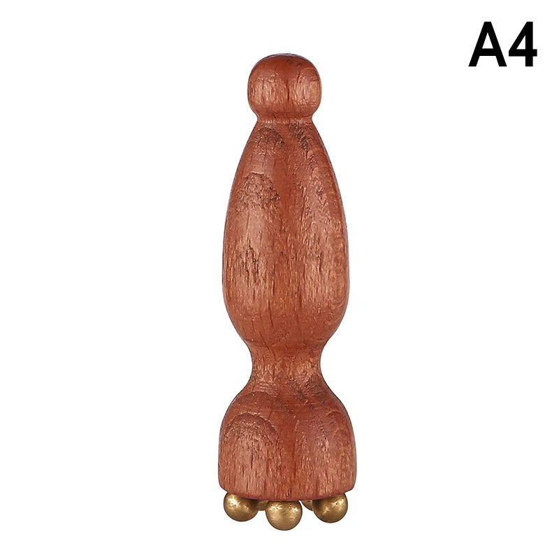 Mini Lotus Seedpod-style Gua Sha Tool Brass Wood Facial Massager Eyes Qme A4