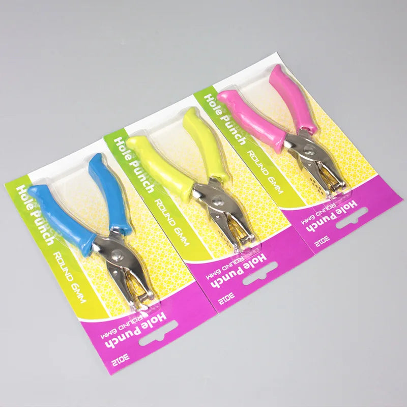 2-Piece Grip Single Hole Punch Pliers Handheld Circle Puncher Heavy Duty Effortless Paper Punch for DIY Crafts Cards & Binding Qme