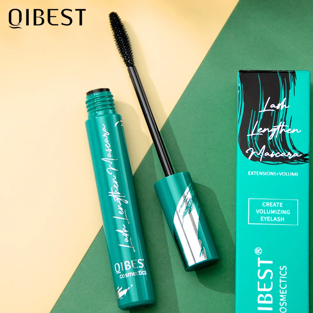 QIBEST New Silk Fiber Black Mascara Waterproof Long Lasting Extension Eyelashes Lengthening Curling Mascara Black Eyelash Makeup Qme Mascara3 China Mainland