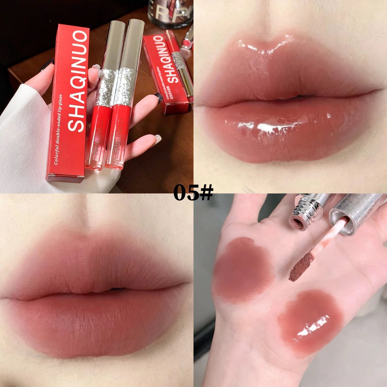 SHAQINUO Colorful Double-head Lip Glaze Mud Two-in-one Matte Mirror Qme S992-5