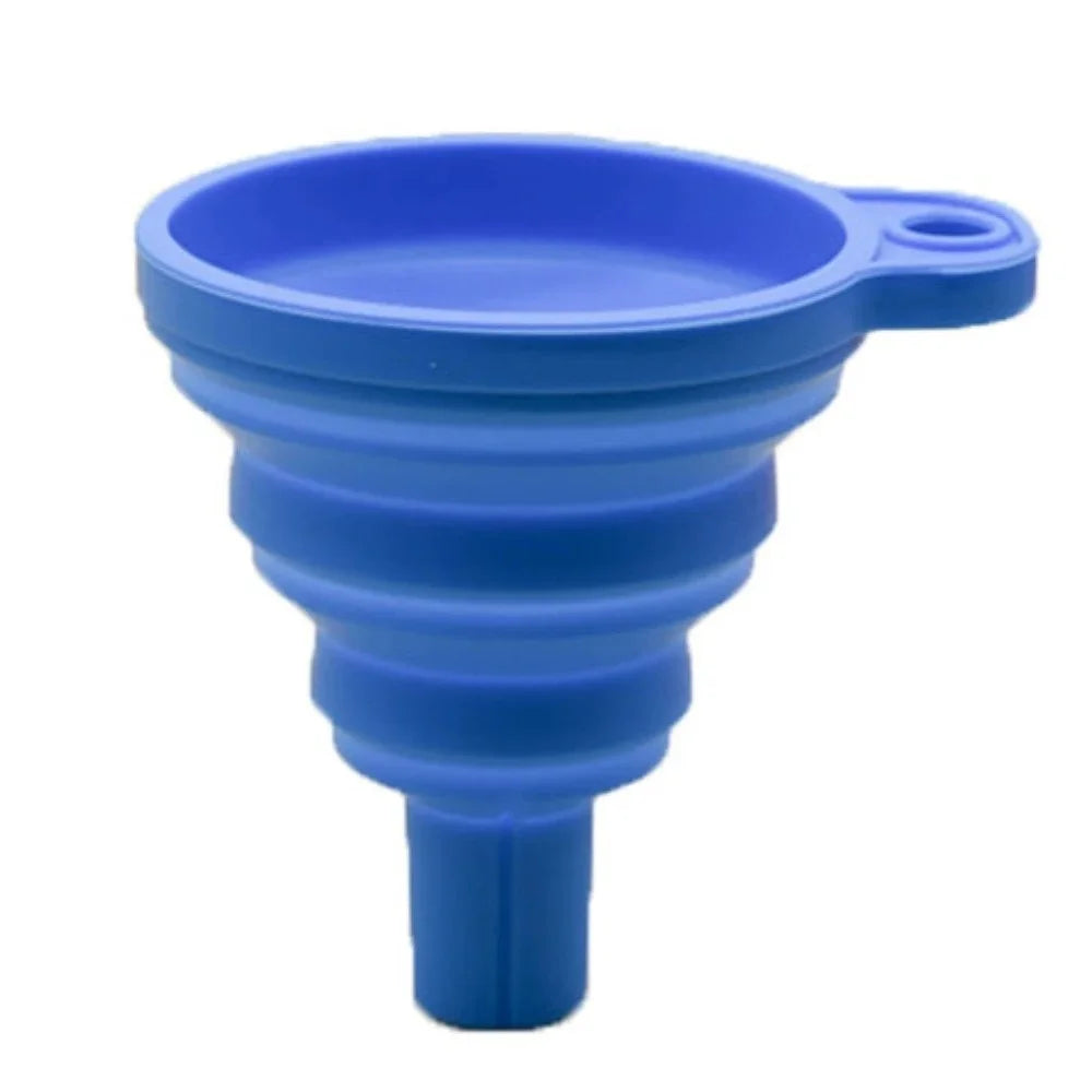 Portable Foldable Silicone Auto Engine Oil Funnel Multi-purpose Liquid Pouring Tool For Car Motorcycle Petrol Brake Washer Fluid Qme Blue