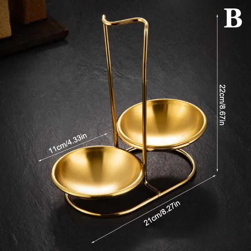 Single Double Ladle Vertical Spoon Utensil Rack Soup Rest Stand Qme B Gold