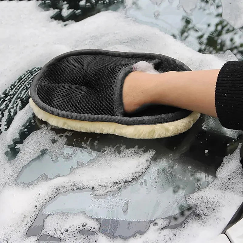 Car Wash Gloves Thickened Plush Wiping Waxing Polishing Cleaning Qme