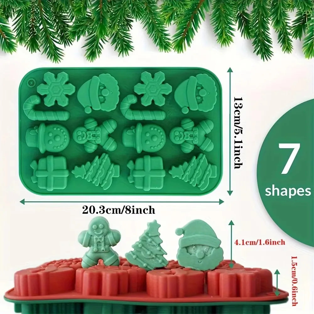 Silicone Christmas Chocolate Molds Snowflake Xmas Tree Gingerbread Qme