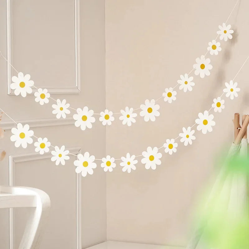 Daisy Banner Birthday Party Burlap White Flower Garland Confetti Flag Qme Default Title