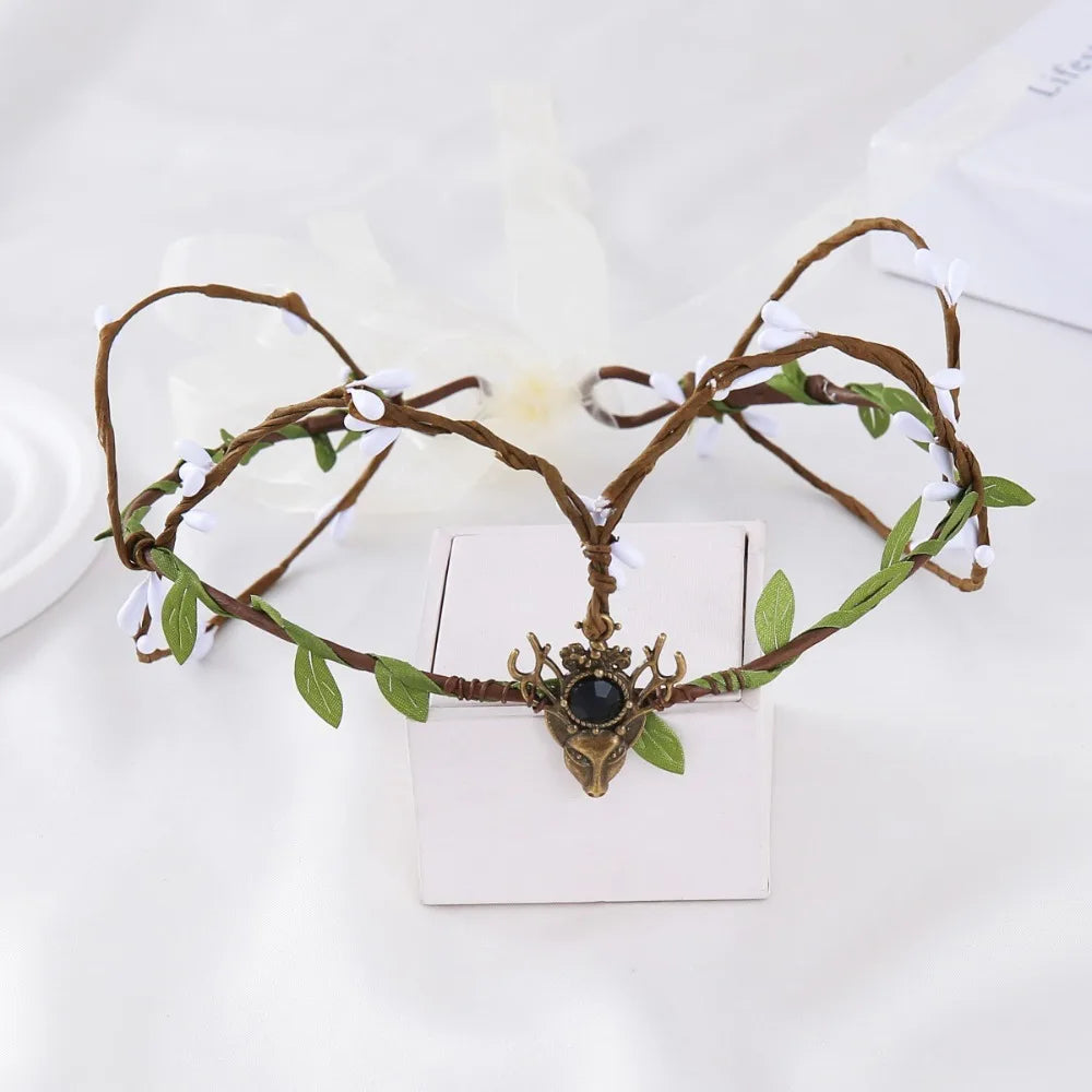 Fashion Flower Vine Elven Crown Fantasy Diadem Elf Tiara Simulate Qme Style 3