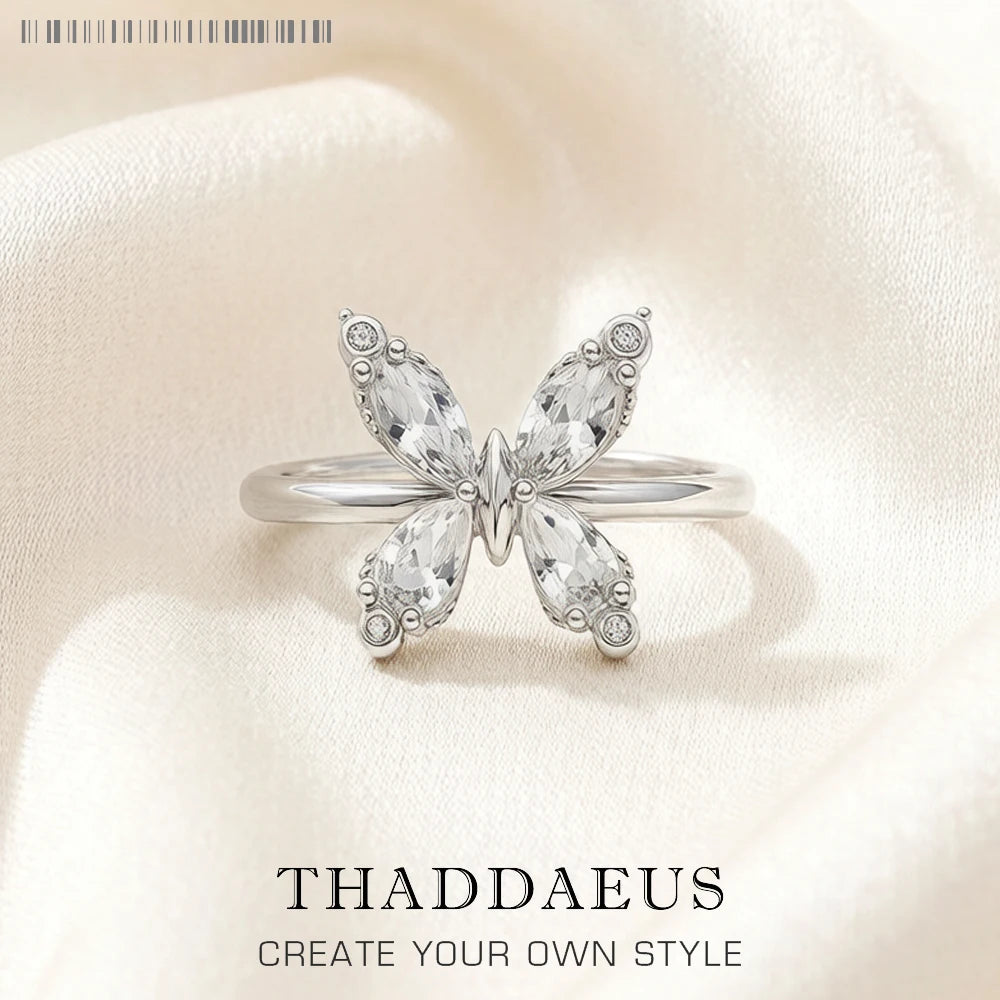 Ring Happy Butterfly White Stones Europe Fine Jewerly For Women Summer Romantic Gift In 925 Sterling Silver Qme Silver 8
