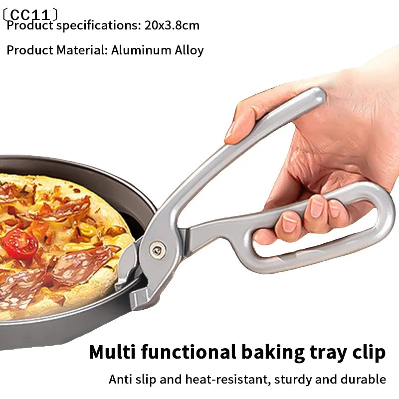 Pizza Gripper Deep Pans Heavy Duty Cast Aluminum Pan Tongs Pulling Qme