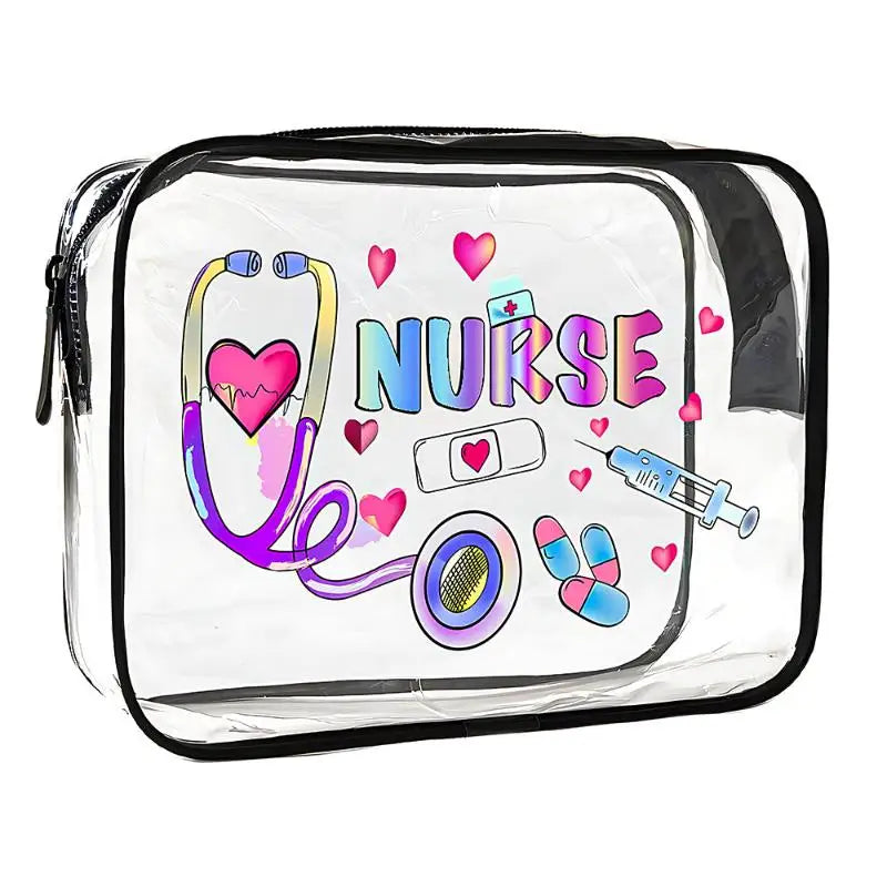 Transparent Single-Sided Print Cosmetic Bag Portable Travel Toiletry Bag Thickened Makeup Bags Organizer PVC Storage Pouch Qme A2
