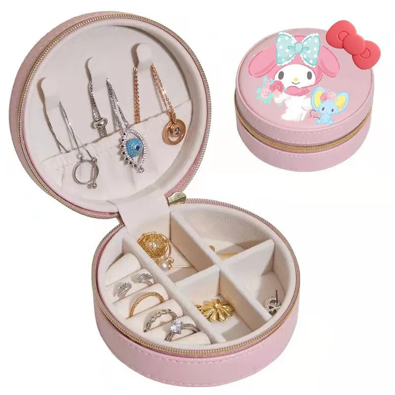 Hello Kitty Kuromi Cartoon Jewelry Box Student Ugly Fish Ring Storage Qme 4