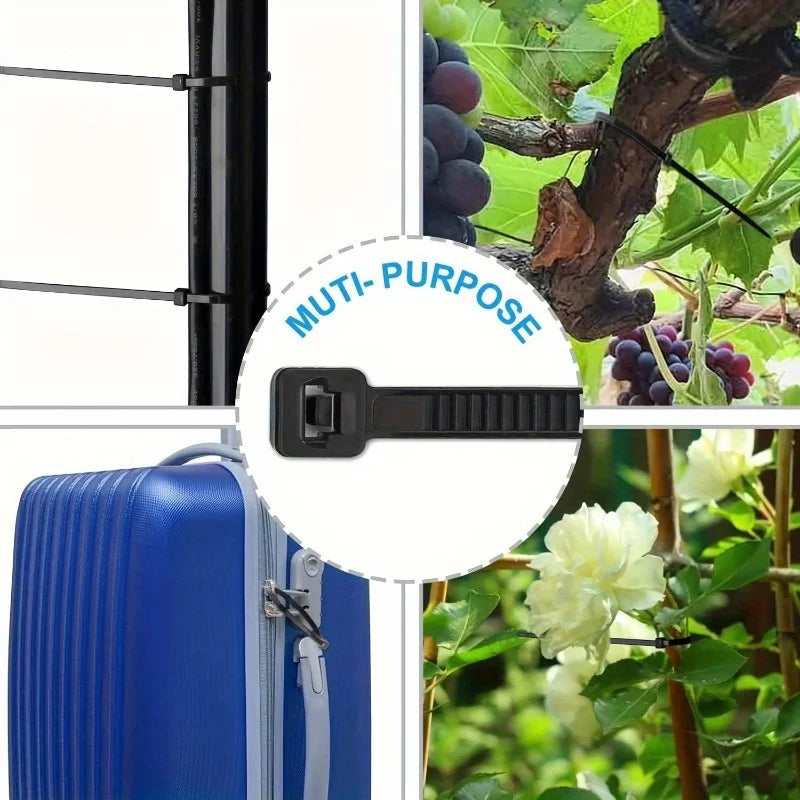 250/500pcs Cable Zip Ties, Heavy Duty Premium Plastic Wire Ties, Self-Locking Black Nylon Tie Wraps For Indoor And Outdoor Qme