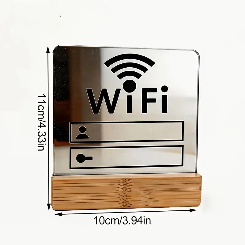 1 Acrylic Mirror Wifi Sign Public Places House Shops Handwriting Qme Silver