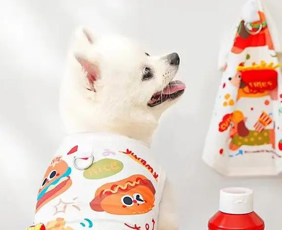 Printing Three-dimensional Burger Dog Summer Pet Dog Cat Thin Vest Ice Silk Sleeveless Breathable Pet Clothing Qme
