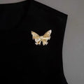 Women French Retro Gold Butterfly Jasmine Brooch Elegant Jewelry Pin for Business Suits Coats Qme A2