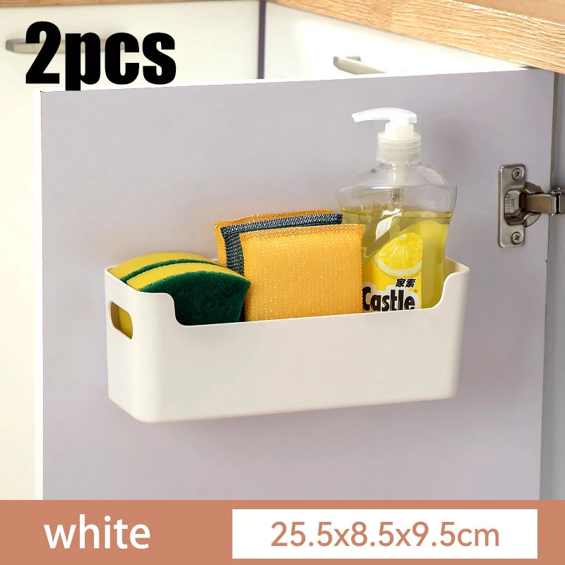 Cabinet Door Storage Box, Seasoning Rack, Perforated Wall Storage Box, Home Underwear and Socks Storage Rack, Tableware Drying Qme A Small 2pcs