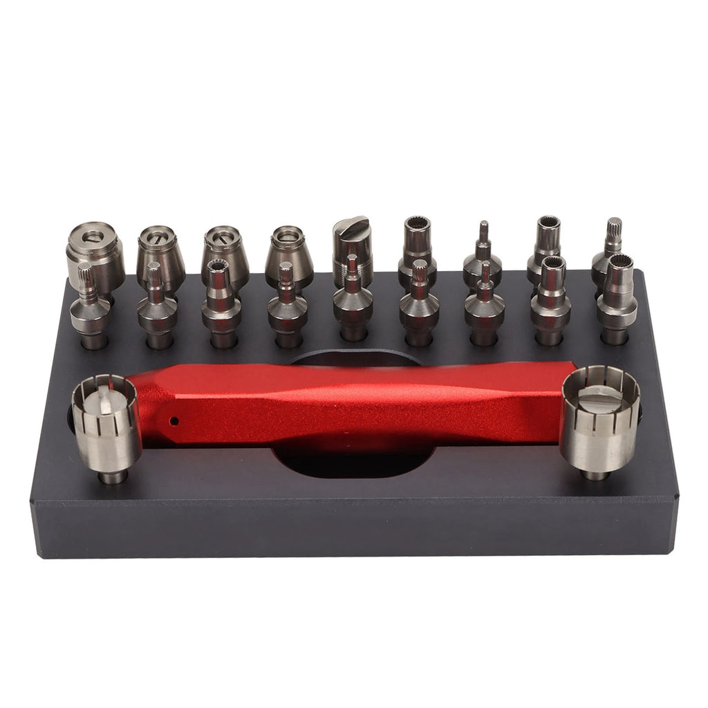 Watch Tube Removing Tool Anti Slip Base Easy Assembly Red Handle Portable Stainless Steel Watch Crown Removing Tool for Store Qme