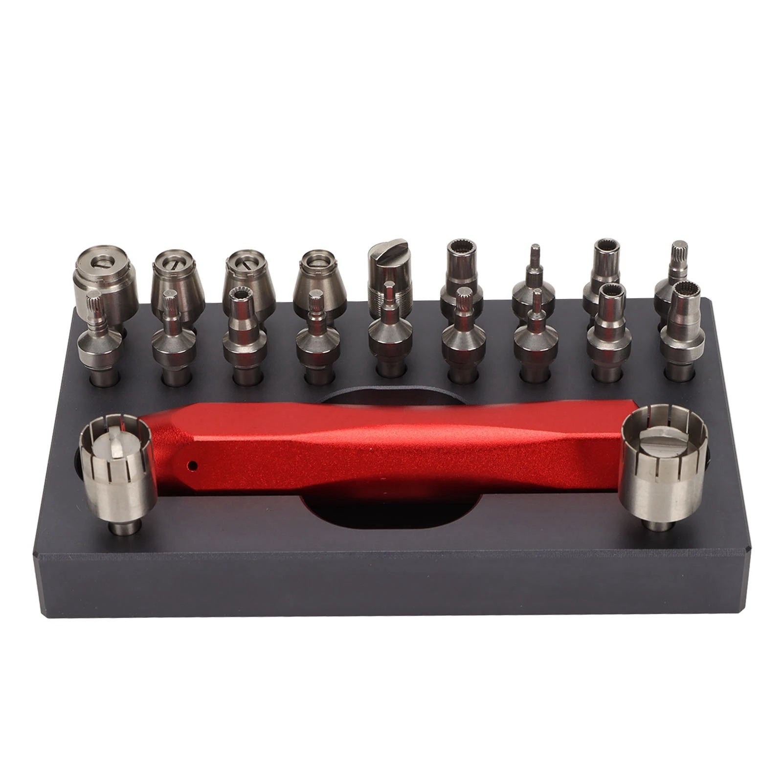 Watch Tube Removing Tool Anti Slip Base Easy Assembly Red Handle Portable Stainless Steel Watch Crown Removing Tool for Store Qme