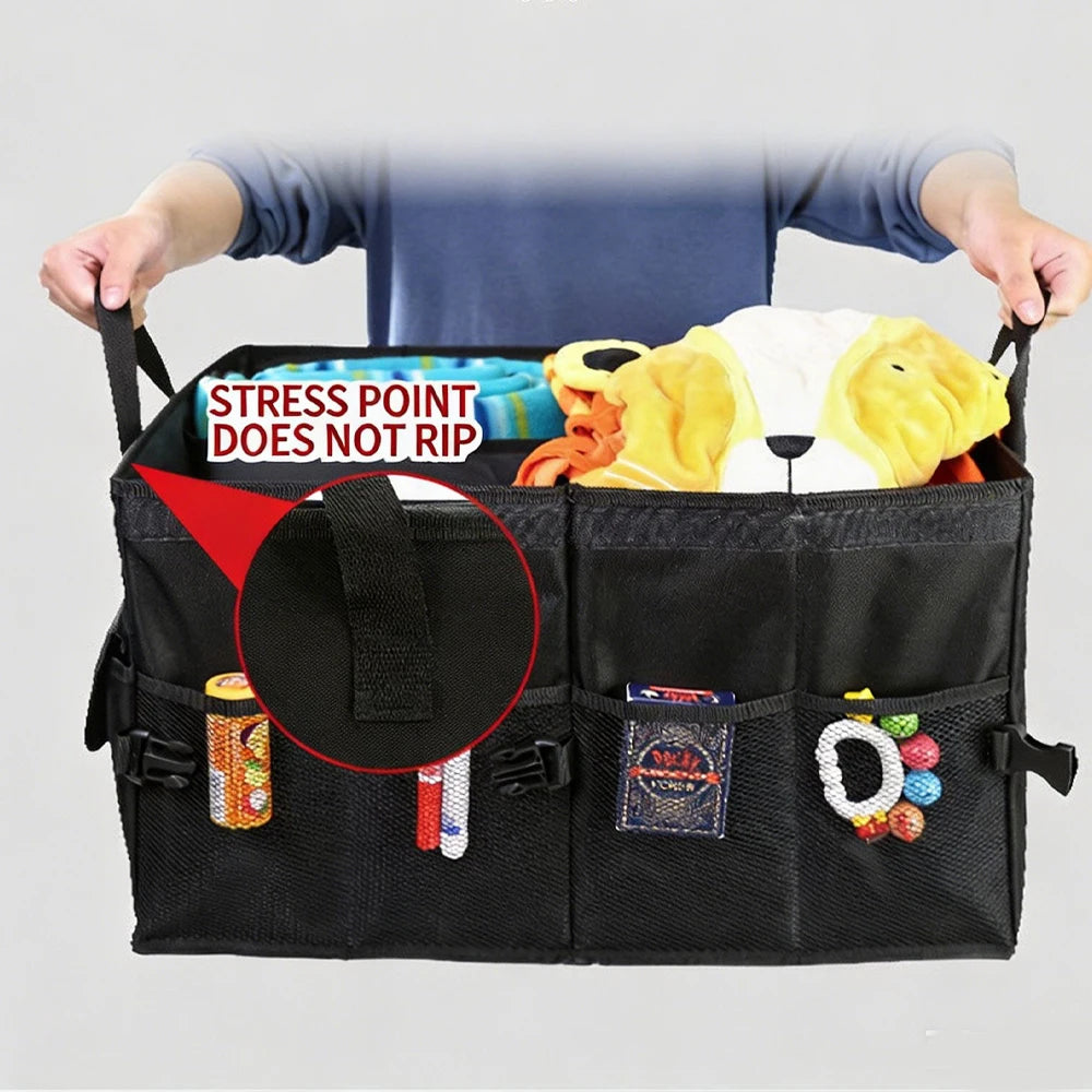 Large Oxford Fabric Foldable Car Trunk Storage Box Multi-Functional Waterproof Collapsible Cargo Organizer for SUV Sedan Qme