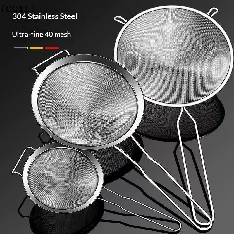Ergonomic Kitchen Strainer Christmas Recipes Non Slip Handle Hook Qme
