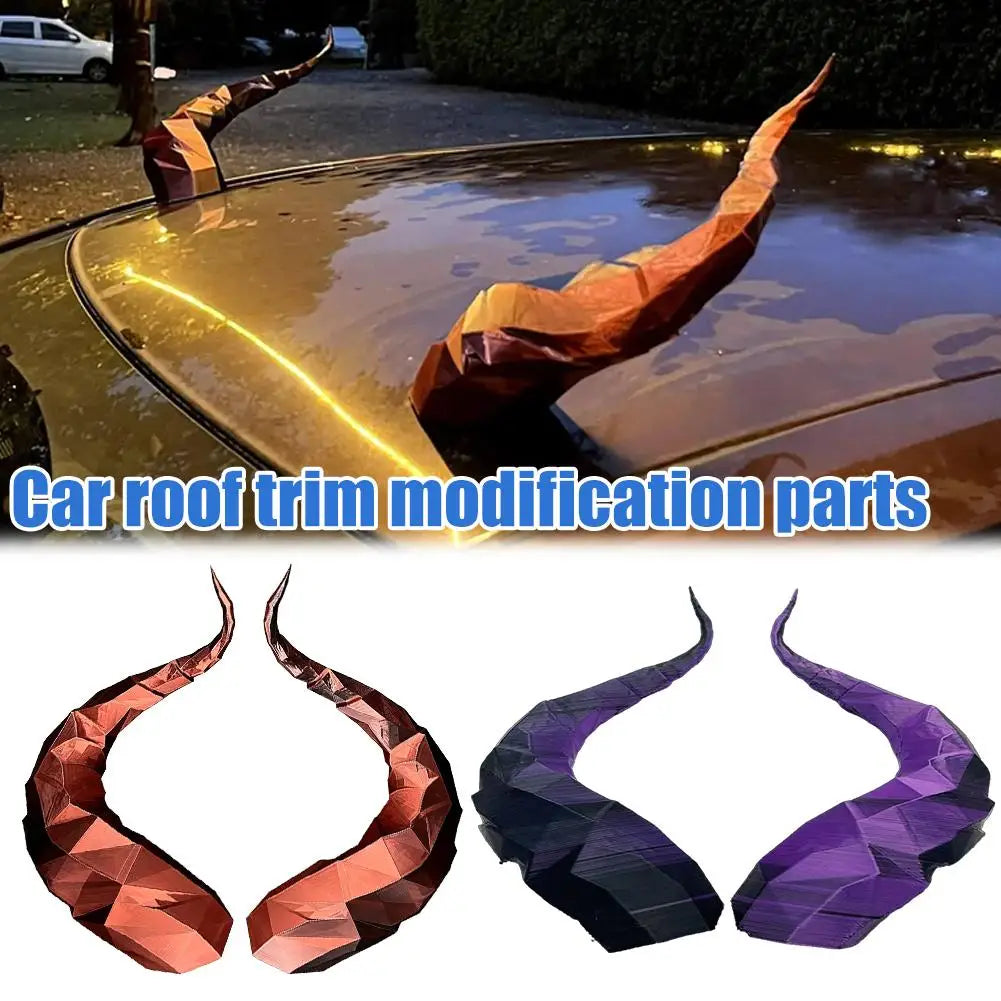 Car 3D Devil Horns Sticker Auto Roof Horn Decoration Suv Sedan Qme