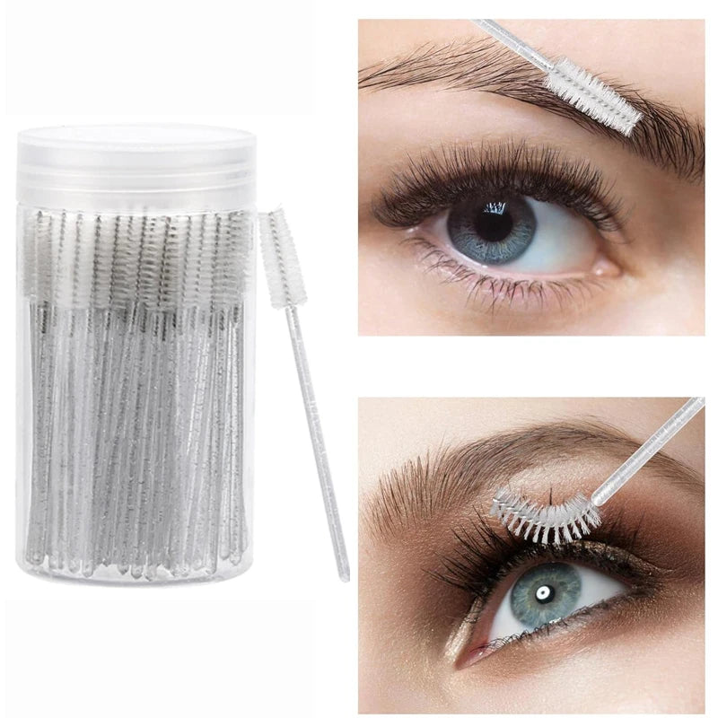 Disposable Mascara Wands Eyebrow Spoolies Brush Eyelash Extensions Qme white
