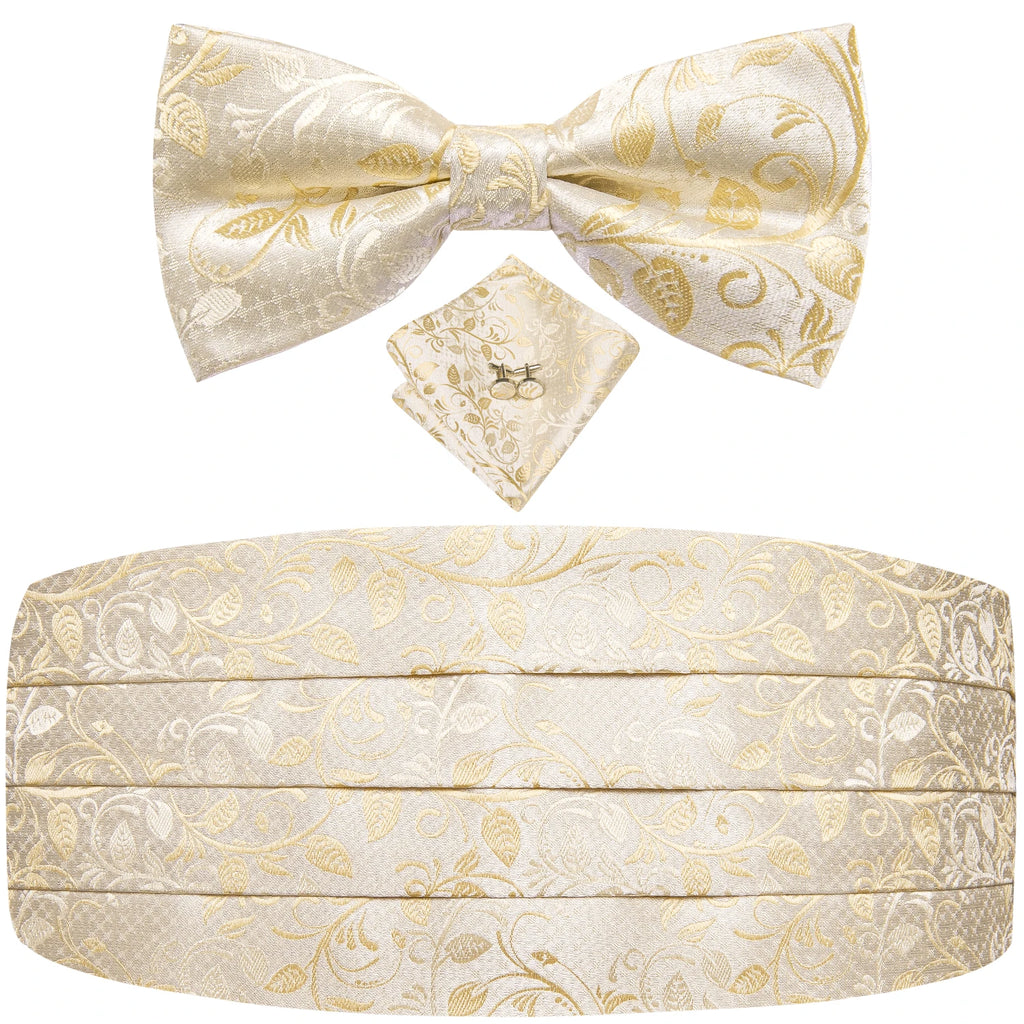 Hi-tie Mens Cummerbunds Vintage Formal Jacquard Pailey Bowtie Hanky Qme